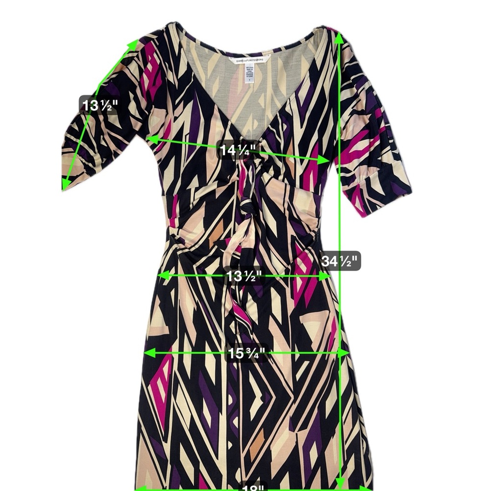 Diane von Furstenberg  100% Silk Geometric Print Dress- Size 4 - Picture 5 of 5